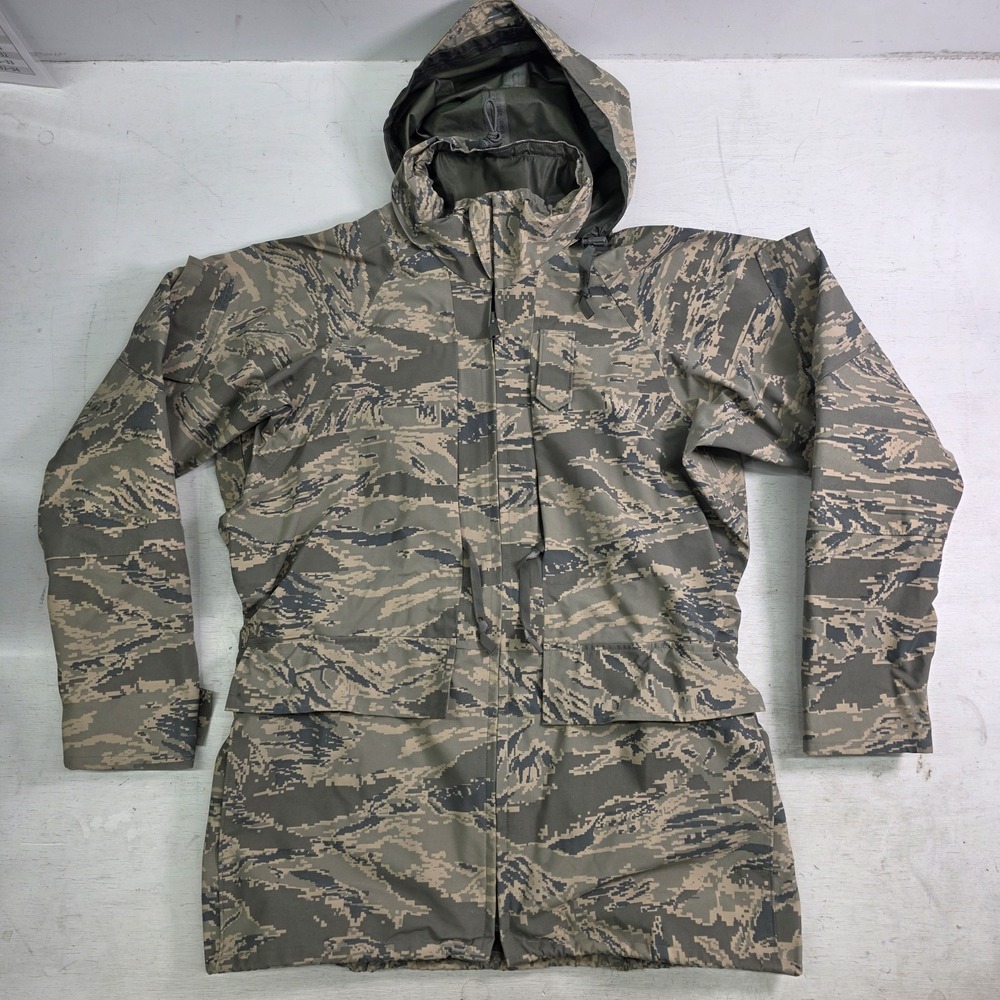 US Air Force ECWES Abu Apecs Goretex Cold Weather Tiger Stripe Parka Sz M Long